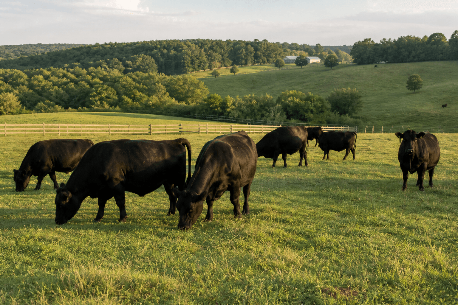 Cattle grazing on pasture at a partner farm