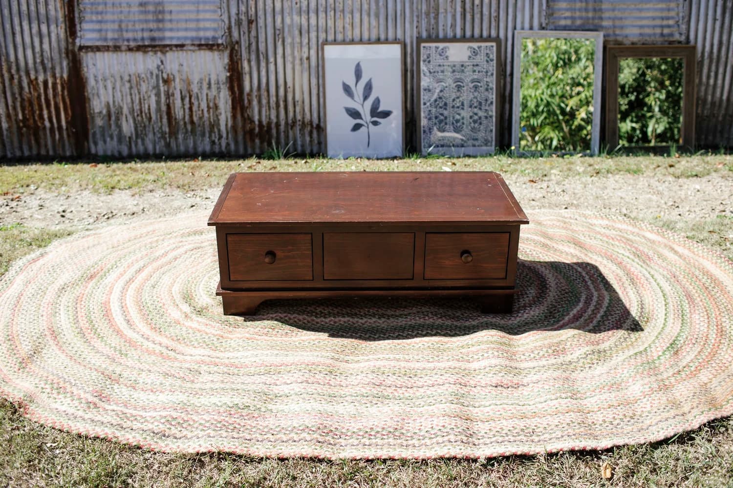 Antique circular hand woven rug- New Mexico- Mid Century