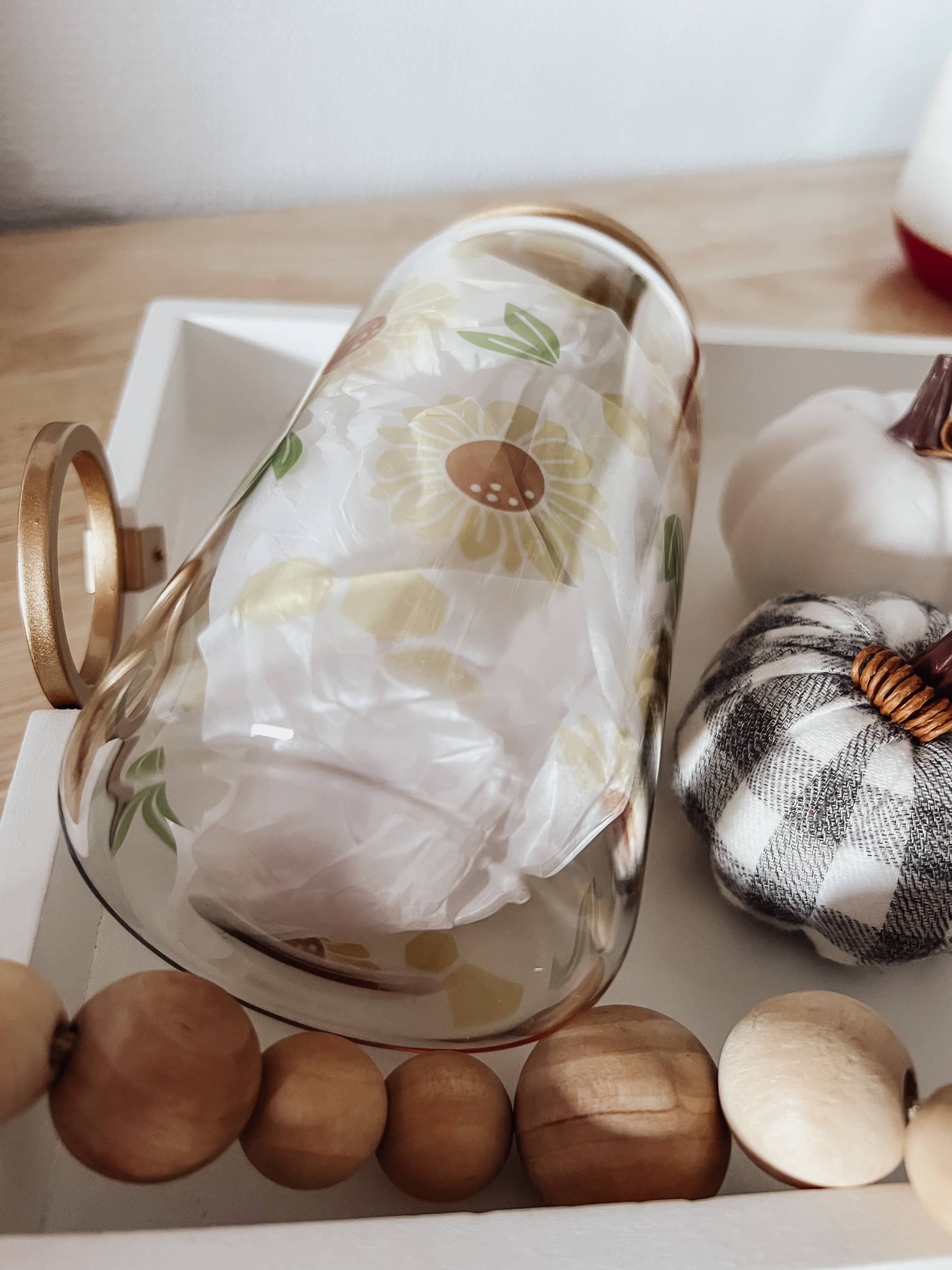 Sunflower 16 oz Glass Cup with Bamboo Lid image 3