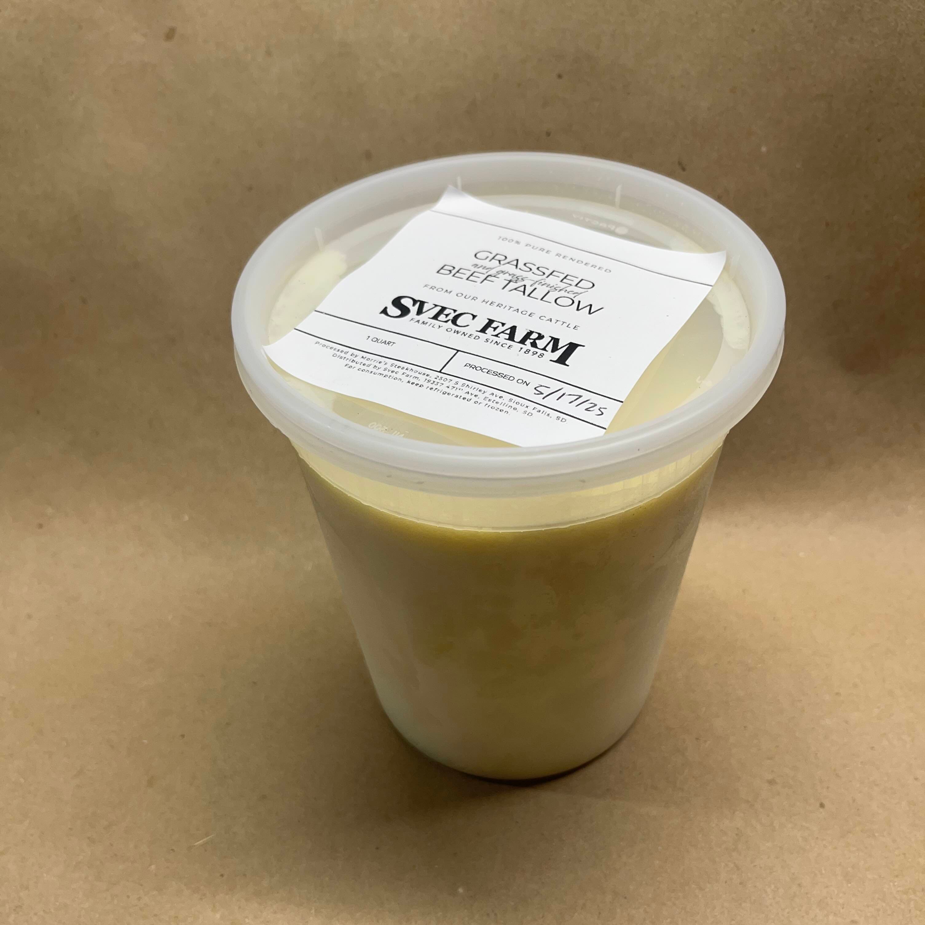 Beef tallow rendered fat, quart – Clearance