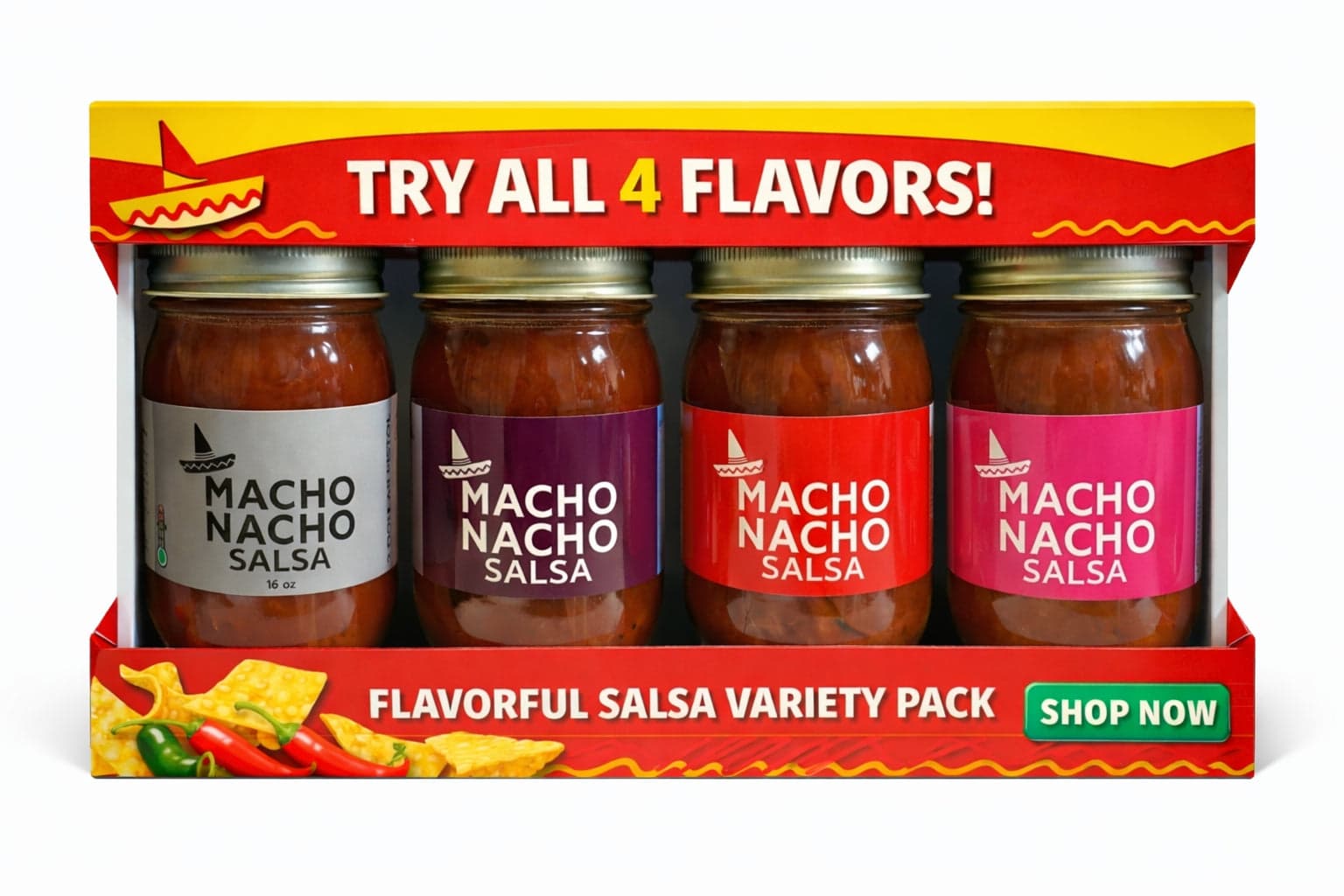Macho Nacho 4 Pack Sampler - Free Shipping (Best Deal)
